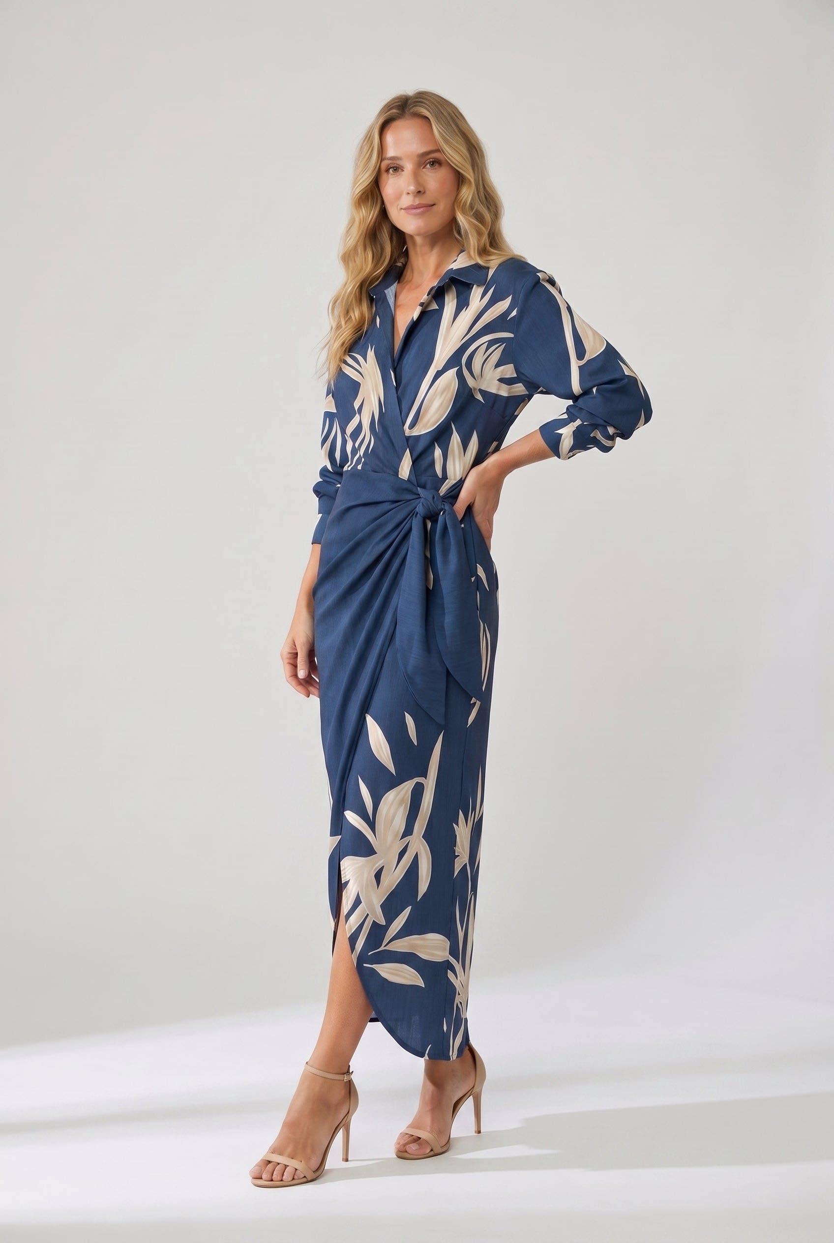 Nele Leaf Print Wrap Maxi Dress_3