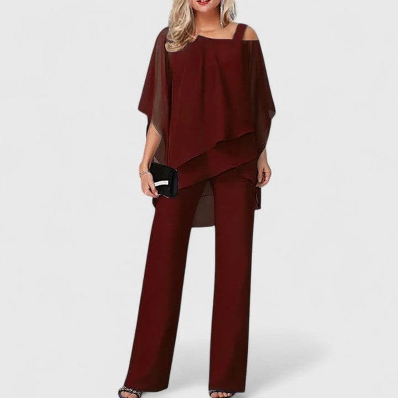Uxue Cape Sleeve Two Piece Pant Set_1