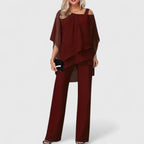 Uxue Cape Sleeve Two Piece Pant Set_1