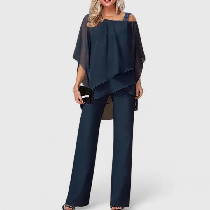 Uxue Cape Sleeve Two Piece Pant Set_4