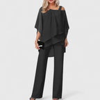 Uxue Cape Sleeve Two Piece Pant Set_5