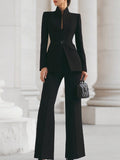 Marina Stand Collar Blazer Pant Suit_2