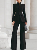 Marina Stand Collar Blazer Pant Suit_2