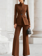 Marina Stand Collar Blazer Pant Suit_5