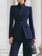 Marina Stand Collar Blazer Pant Suit_6