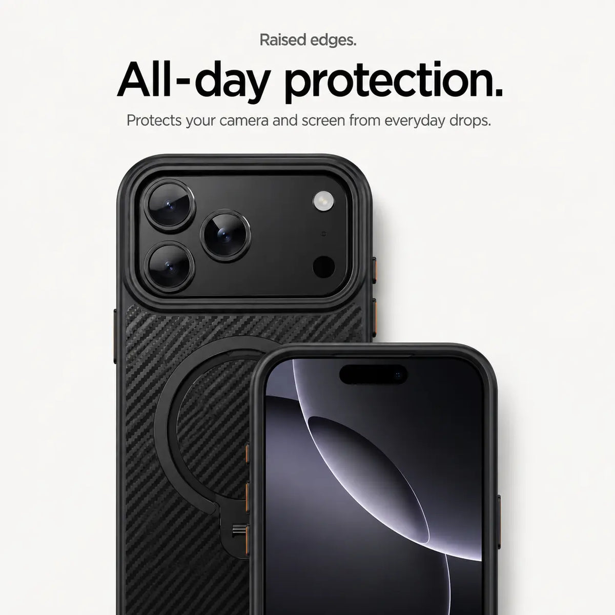 Carbon Fiber Phone Case with Ring Stand