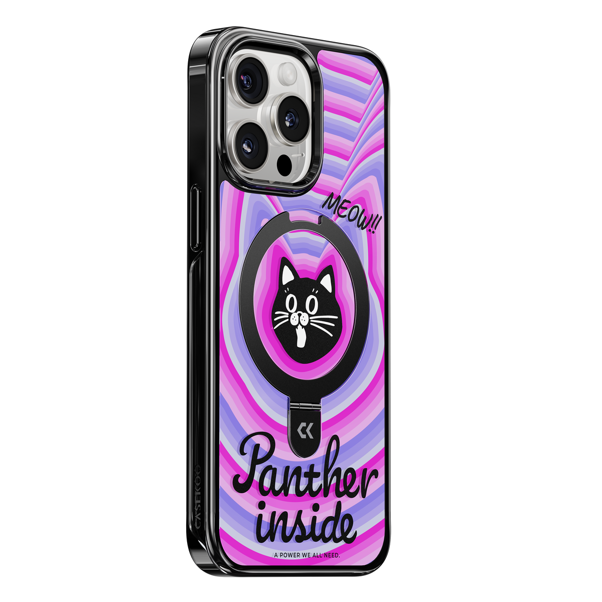 Cute Cat Face MagSafe iPhone Case with Ring Stand