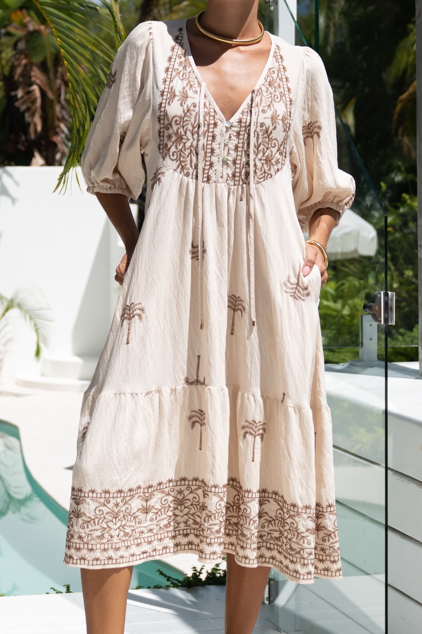 Valeria Embroidered Tiered Midi Dress_2