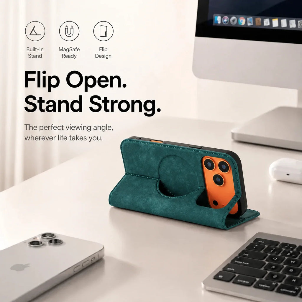 Leather MagSafe Flip Phone Case