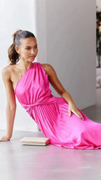 Rosa One Shoulder Pleated Midi Dress_12