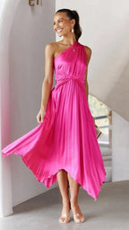 Rosa One Shoulder Pleated Midi Dress_13