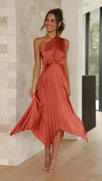 Rosa One Shoulder Pleated Midi Dress_18