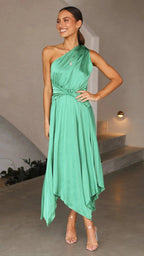 Rosa One Shoulder Pleated Midi Dress_3