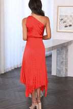 Rosa One Shoulder Pleated Midi Dress_8