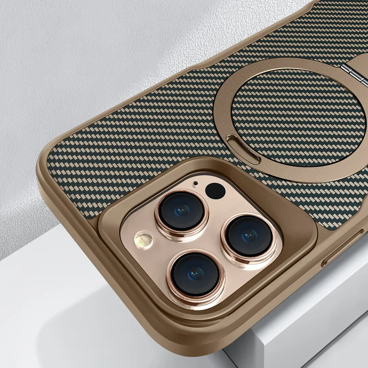 Carbon Fiber Ring Stand MagSafe iPhone Case