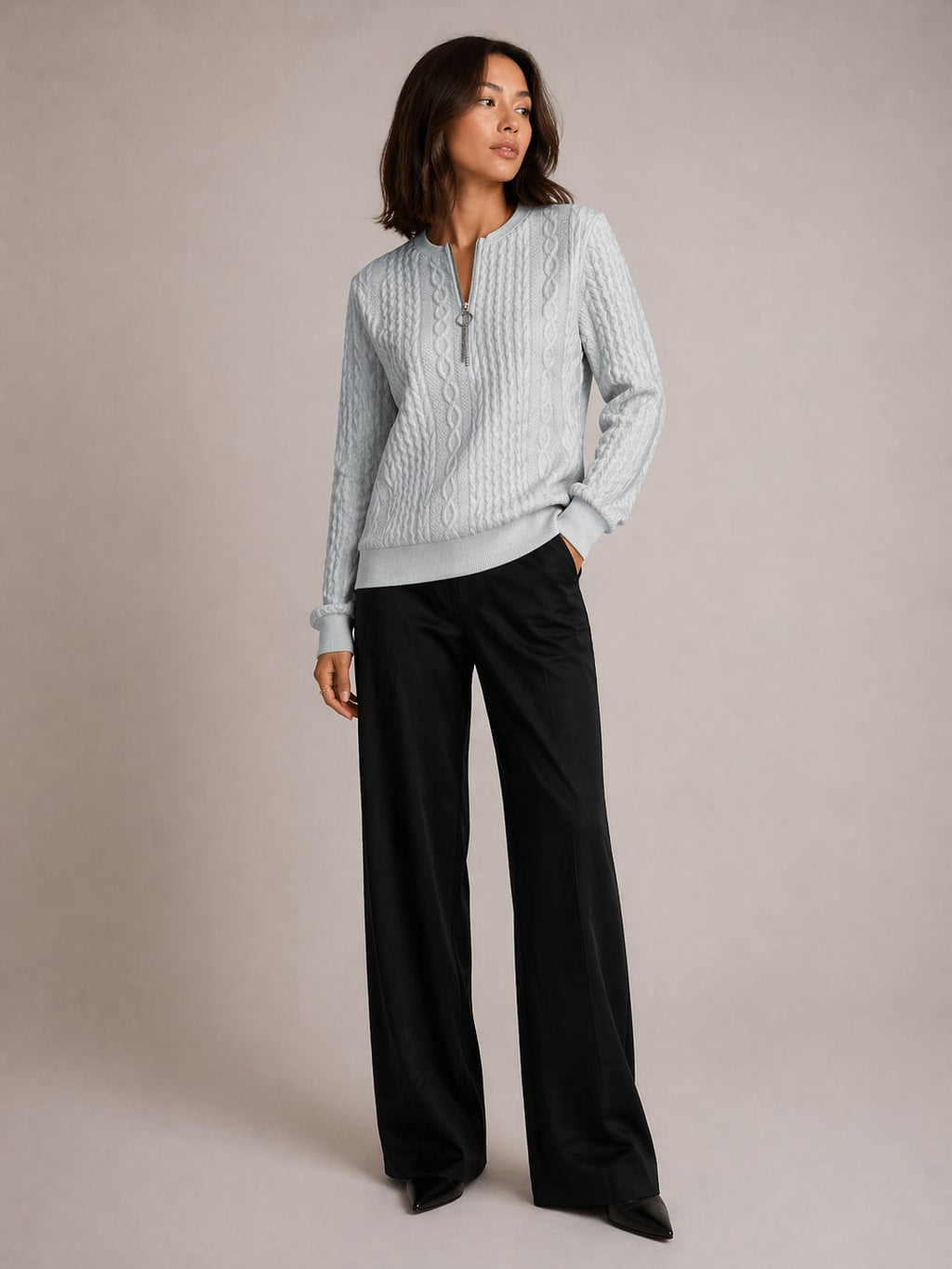 Maja Cable Texture Quarter Zip Sweatshirt_2