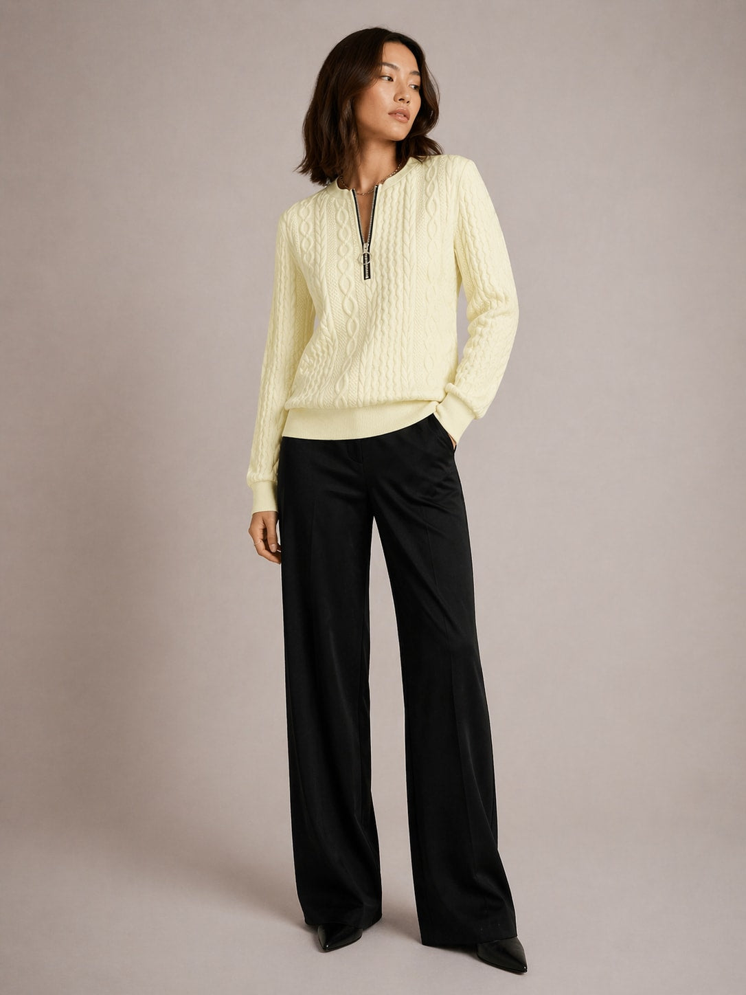 Maja Cable Texture Quarter Zip Sweatshirt_6
