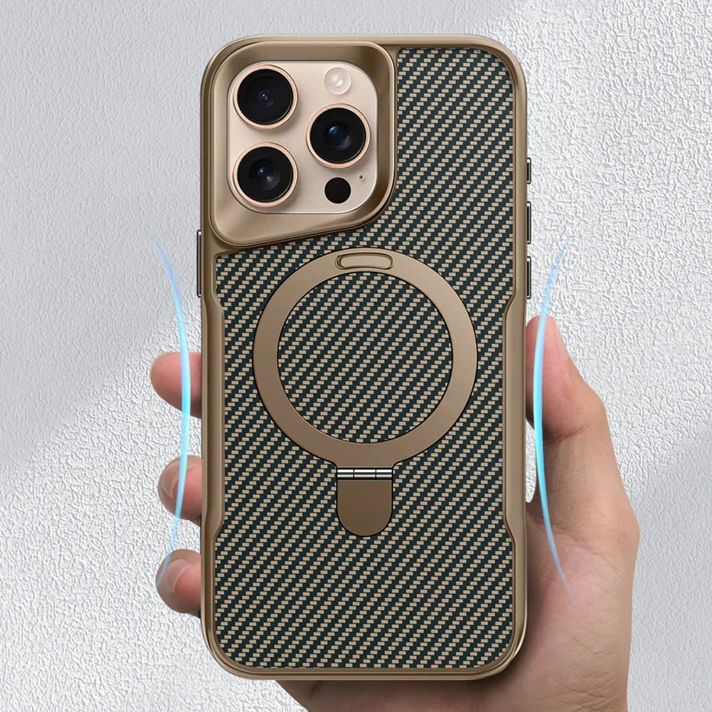 Carbon Fiber Ring Stand MagSafe iPhone Case