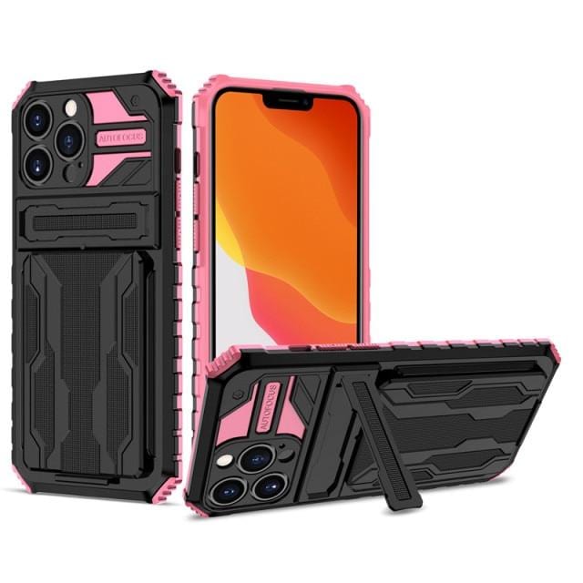 Heavy Duty iPhone Case Card Holder Kickstand