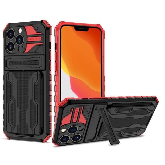 Heavy Duty iPhone Case Card Holder Kickstand