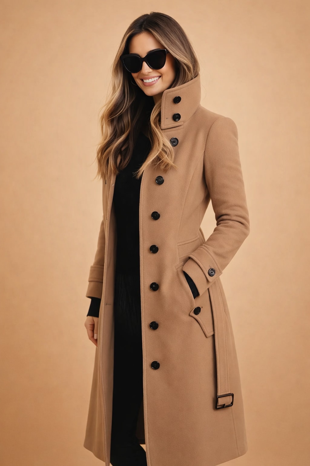 Merel Double Breasted Stand Collar Coat_2