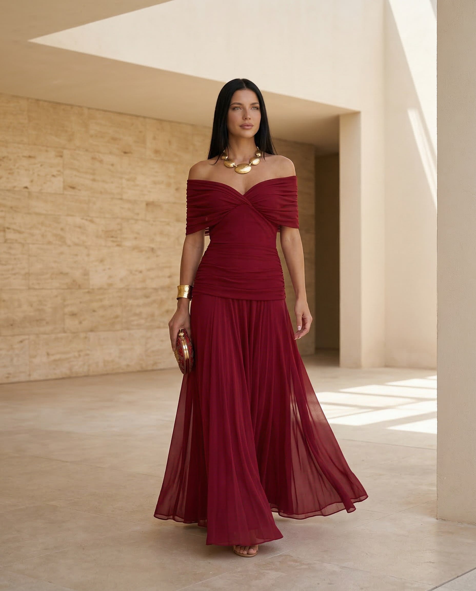 Nora Off Shoulder Chiffon Maxi Dress_3
