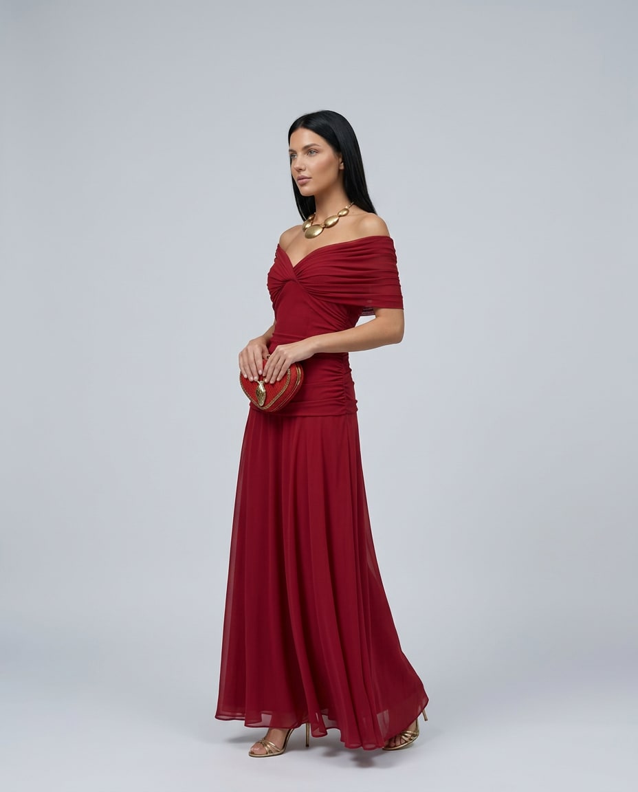 Nora Off Shoulder Chiffon Maxi Dress_5