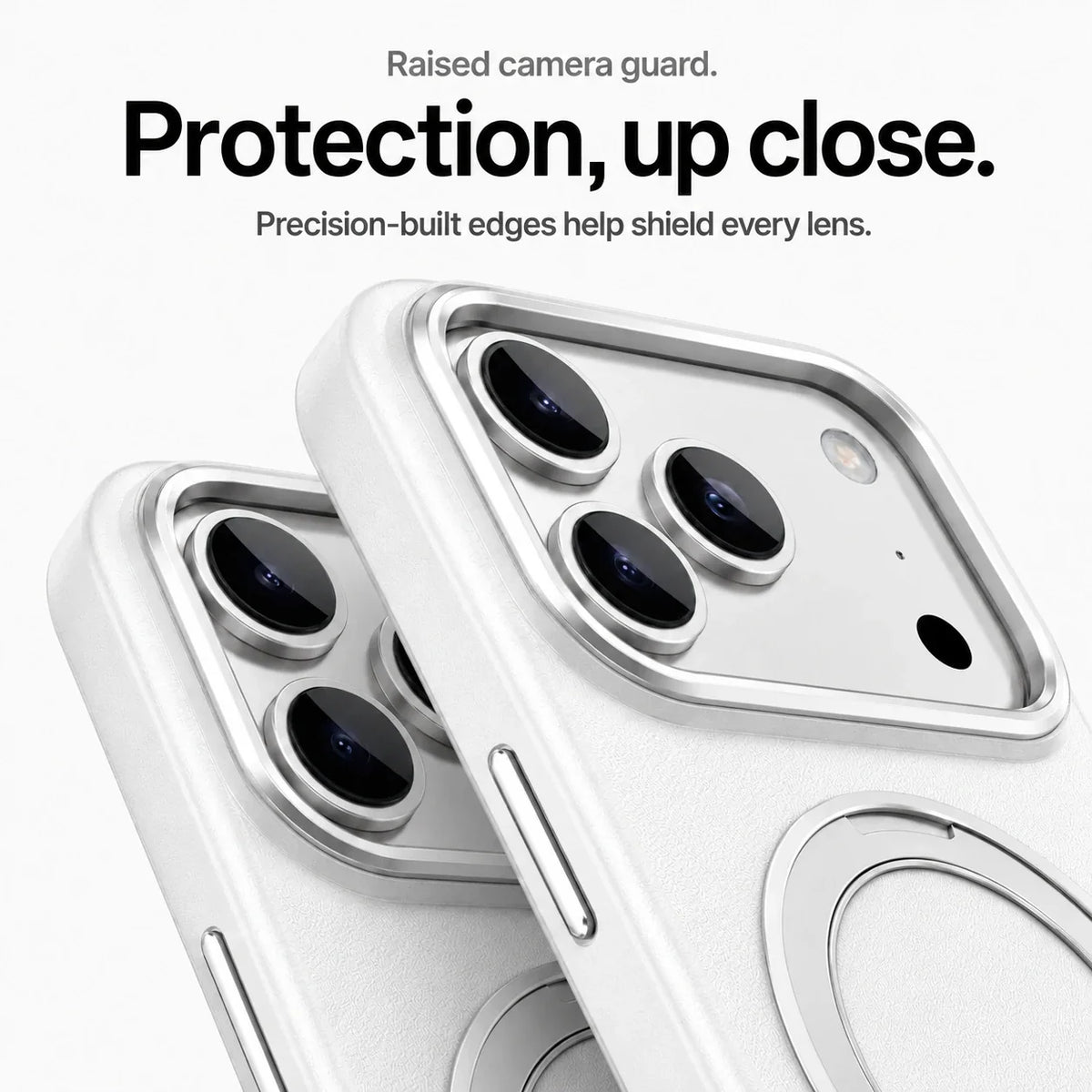 Leather Phone Case with Folding Ring Stand