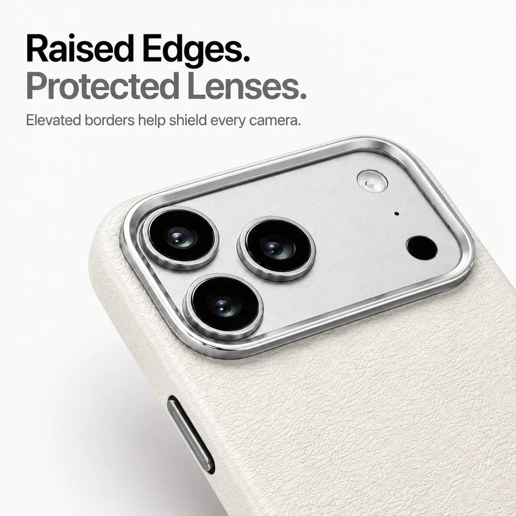 Leather iPhone Case with Metal Lens Frame