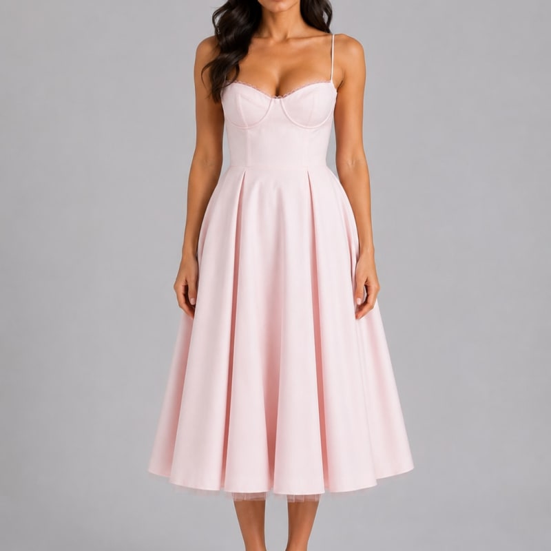 Annika Pleated Corset Midi Dress_1