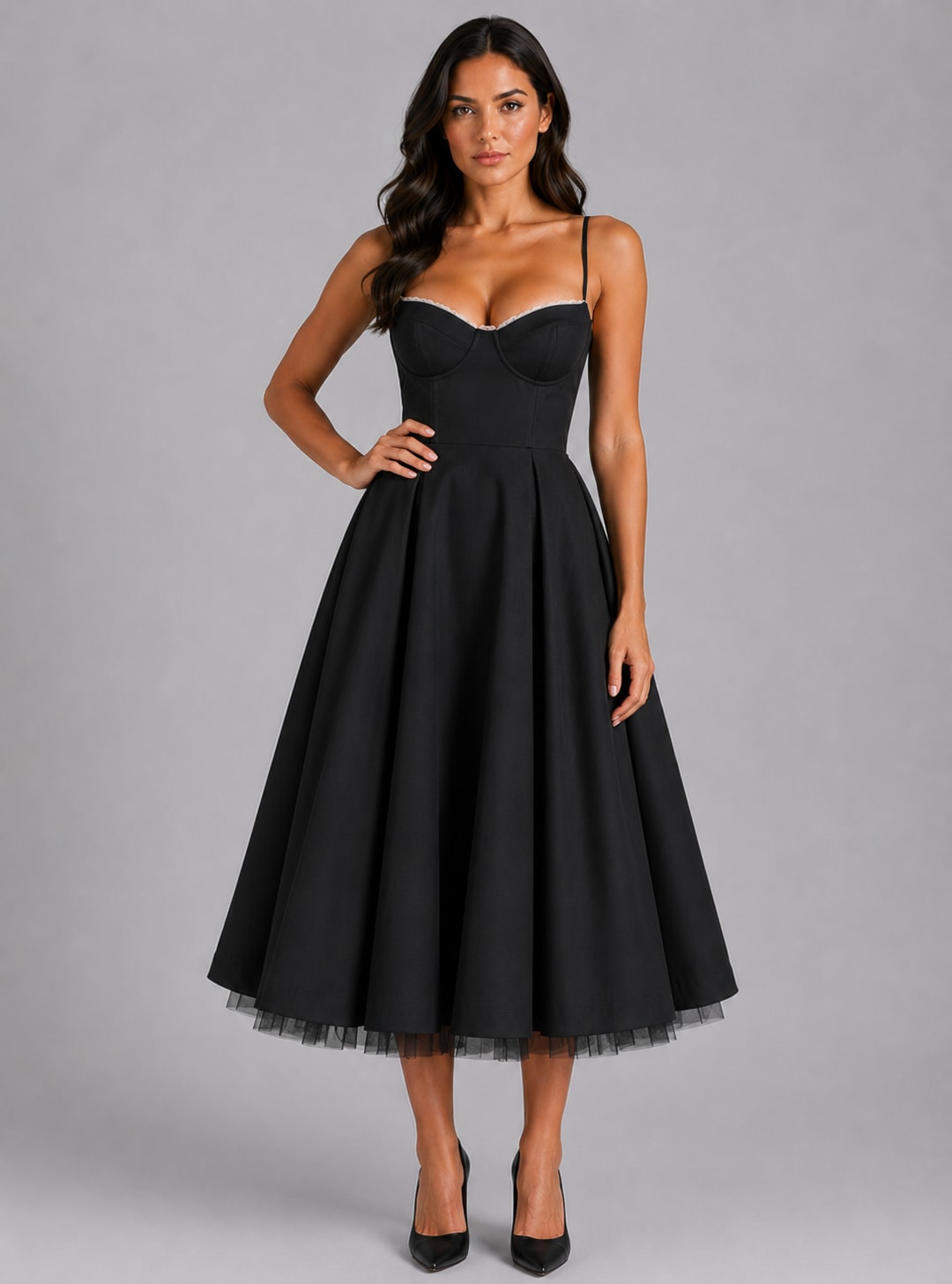 Annika Pleated Corset Midi Dress_8