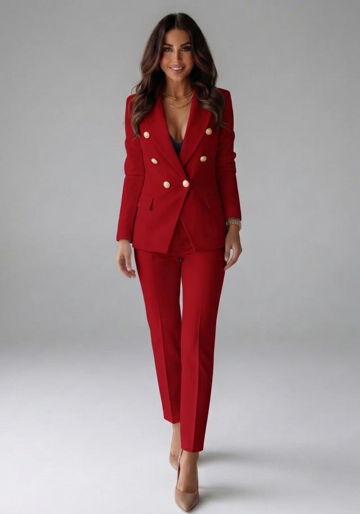 Rike Double Breasted Two Piece Pant Suit_2