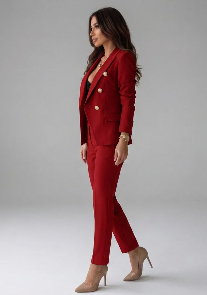 Rike Double Breasted Two Piece Pant Suit_4