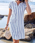 Wende Striped Button Front Shirt Dress_5