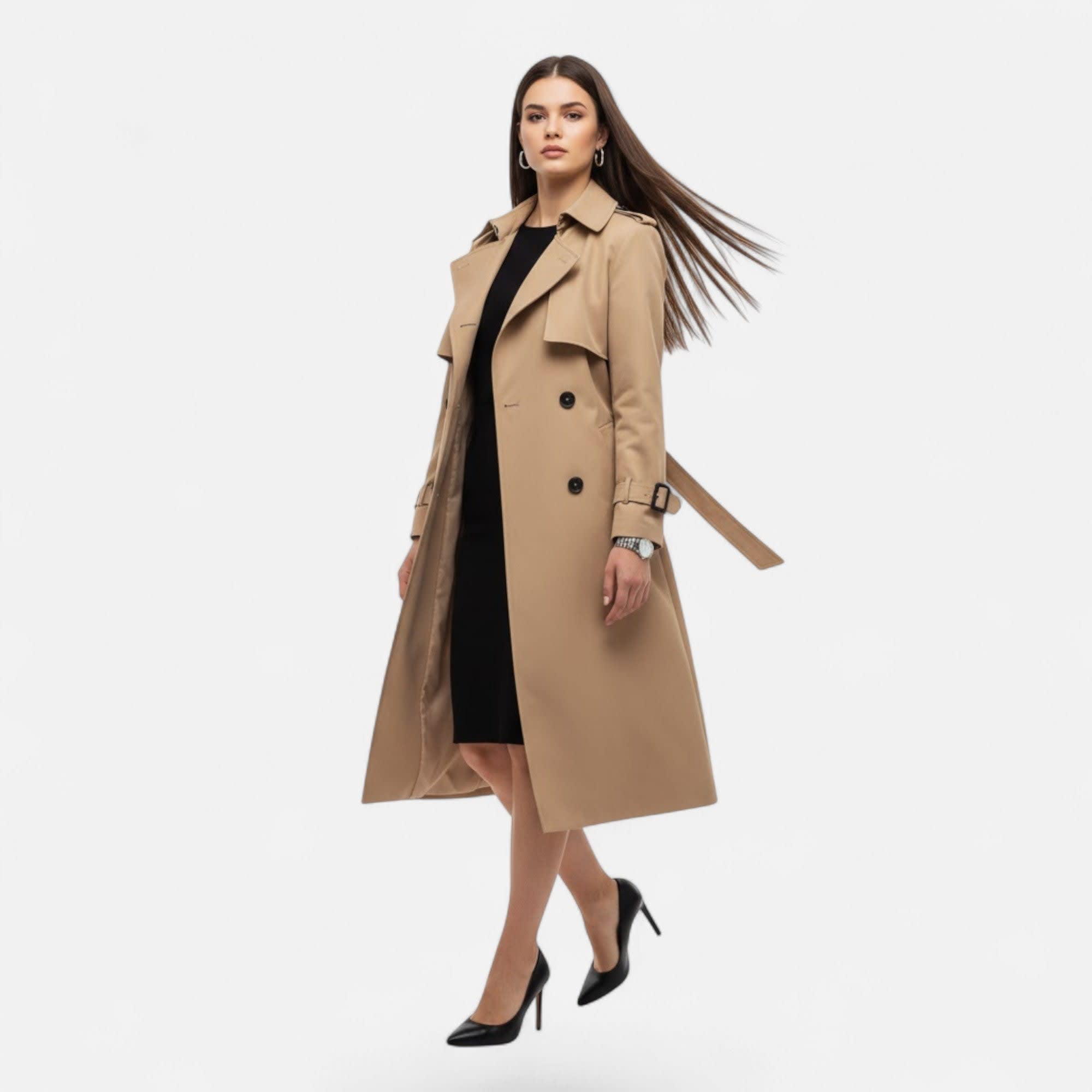 Tiphaine Belted Double Breasted Trench Coat_5