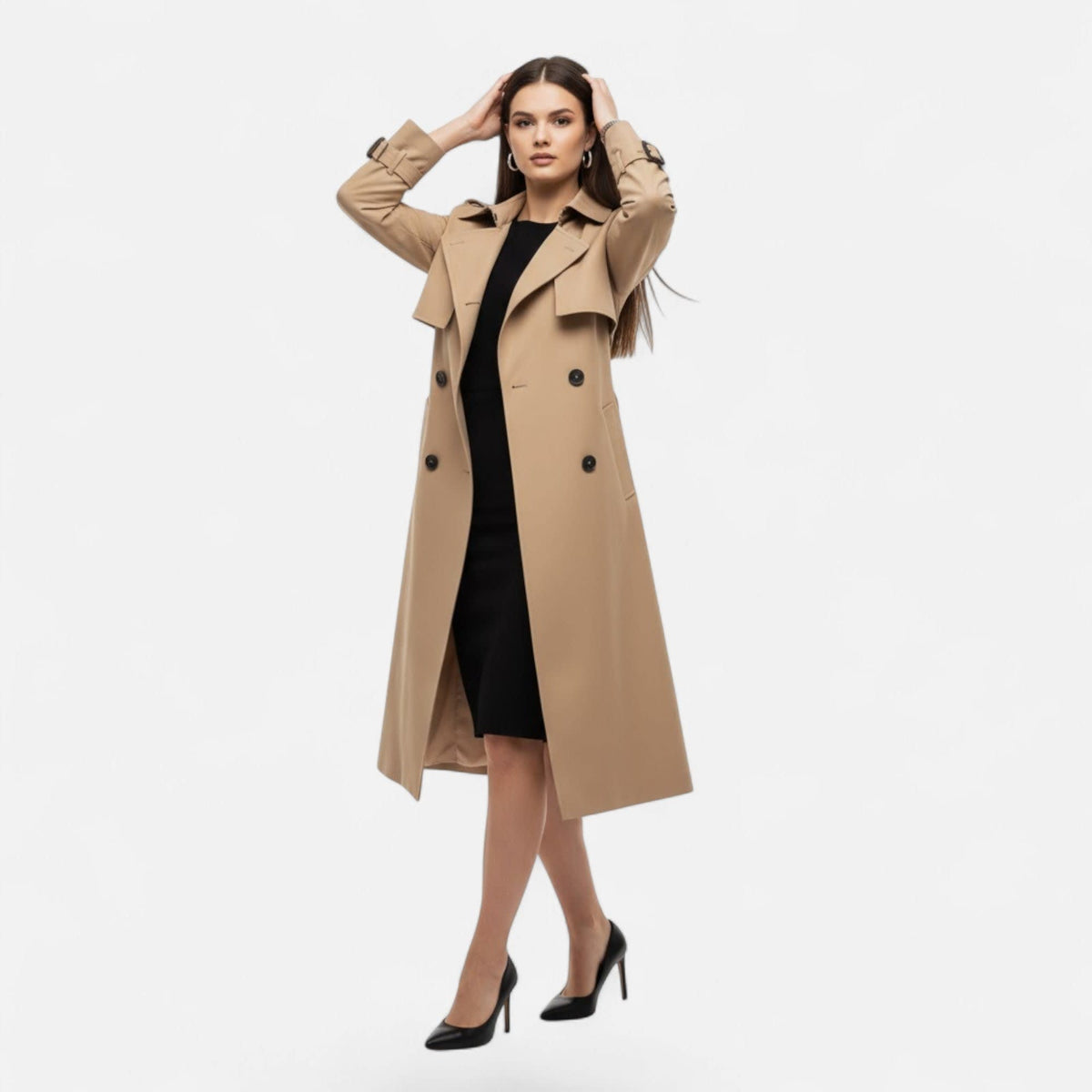 Tiphaine Belted Double Breasted Trench Coat_6