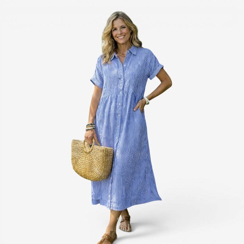 Zainab Striped Midi Shirt Dress_4
