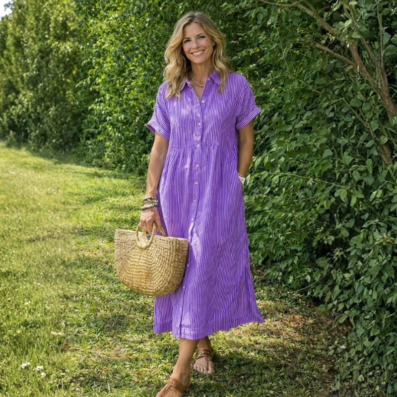 Zainab Striped Midi Shirt Dress_8